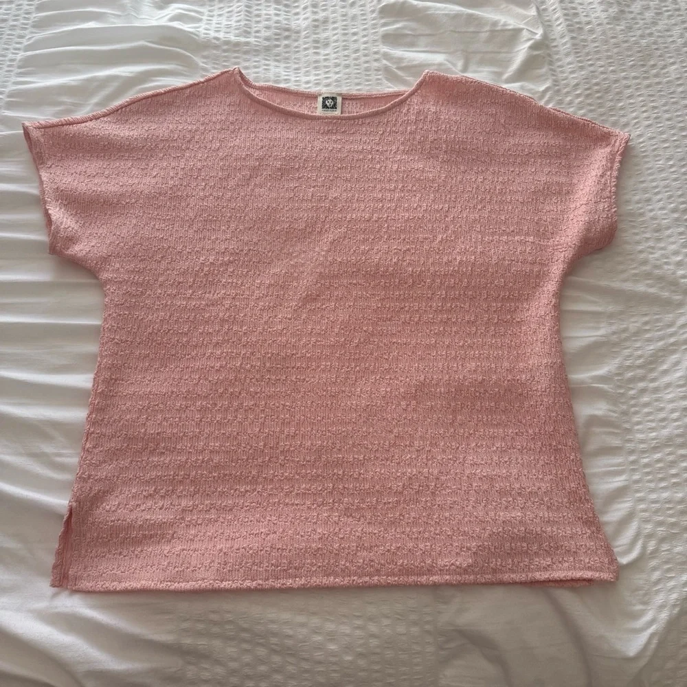 Anne Klein Blush pink Textured Boat Neck Blouse - Picture 2 of 4